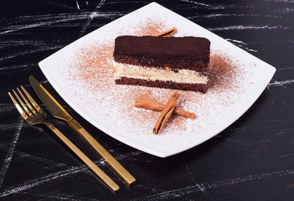 Taste the delicious tiramisu 
